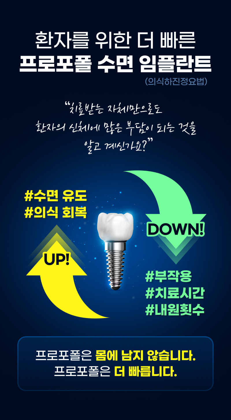 환자를 위한 더 빠른 프로포폴 수면 임플란트